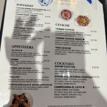 El Cayo Seafood and Drinks - Menu - Mexican Near Me - Tucson, Arizona