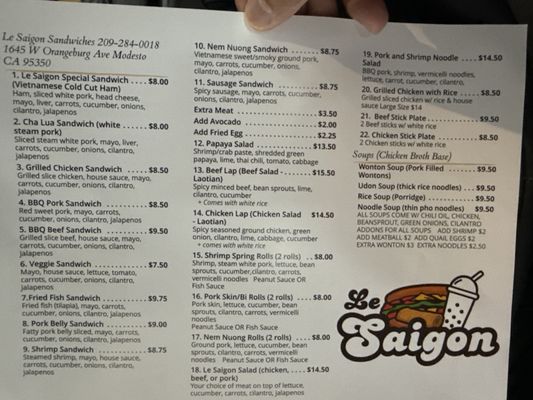 Menu photo 2 Le Saigon Modesto, CA Menu photo 2 Le Saigon Modesto, CA