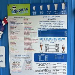 SnoMan Snoballs - Menu