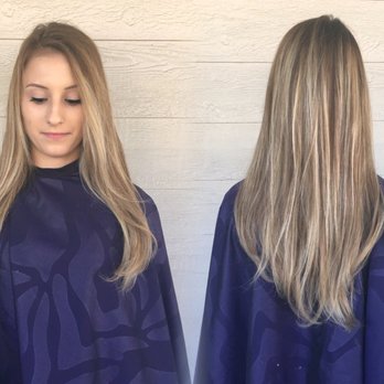 Bristle & Blush - Balayage before Kellie curled and styled hair - Eyelash Service Near Me - Sunnyvale, California