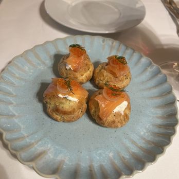 The Mansion Restaurant - Turtle Creek - Gougeres with salmon and salmon roe - New American Near Me - Dallas, Texas The Mansion Restaurant - Turtle Creek - Gougeres with salmon and salmon roe - New American Near Me - Dallas, Texas