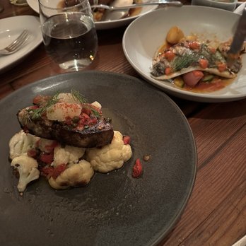 A Mano - Grilled sword fish, another fish (forgot the name), braised pork shank - Italian Near Me - Philadelphia, Pennsylvania A Mano - Grilled sword fish, another fish (forgot the name), braised pork shank - Italian Near Me - Philadelphia, Pennsylvania