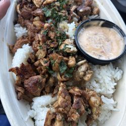 Chopped chicken and rice