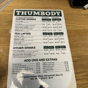 Thumbody - Coffee & Tea Near Me - Paramus, New Jersey