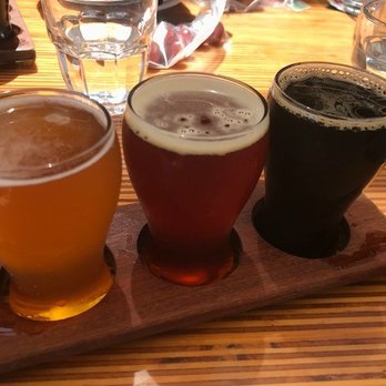 Viewpoint Brewing - A flight of different varieties.  Overall, solid beers, both the lighter and darker varieties. - Breweries Near Me - Del Mar, California