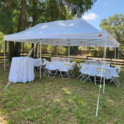 Discount Party Rentals - 10 x 20 canopy with round tables