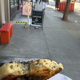 Smoked salmon, dill , capers , goat cheese on an everything seasoned English muffin. Smoked salmon, dill , capers , goat cheese on an everything seasoned English muffin.