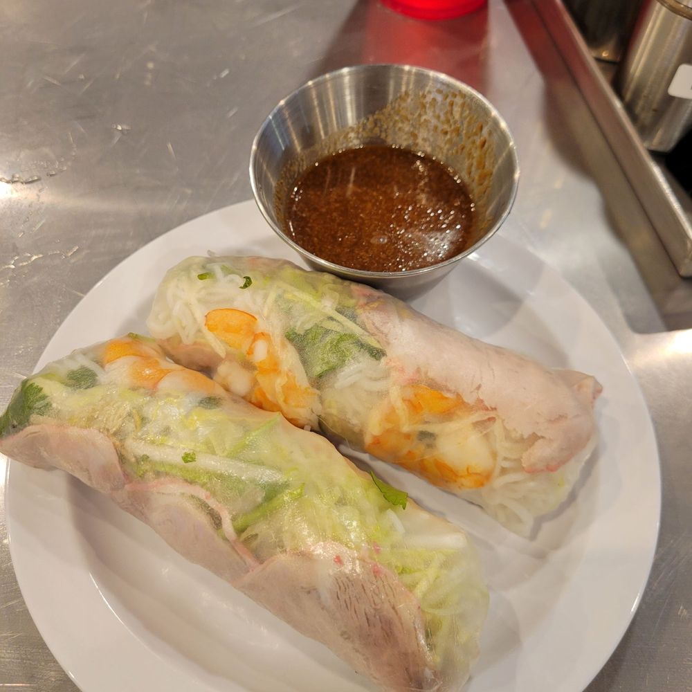 Shrimp & pork spring rolls with peanut sauce Shrimp & pork spring rolls with peanut sauce