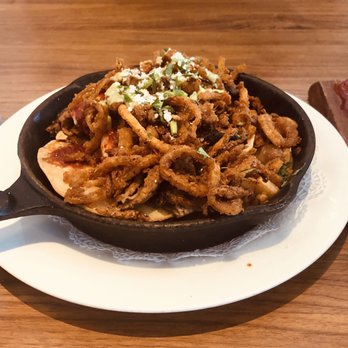 Hash Kitchen - Huevos Rancheros Skillet .. Big enough to share .. ( Hope you like crispy fried onions :-/ ) - Breakfast & Brunch Near Me - Scottsdale, Arizona Hash Kitchen - Huevos Rancheros Skillet .. Big enough to share .. ( Hope you like crispy fried onions :-/ ) - Breakfast & Brunch Near Me - Scottsdale, Arizona