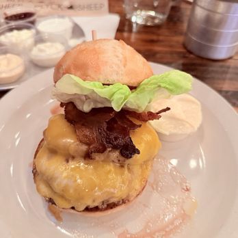 Black Sheep - ROCK THIS TOWN two snake river farms wagyu patties, extra sharp tillamook cheddar, smoky garlic mayo - Burgers Near Me - Springfield, Missouri