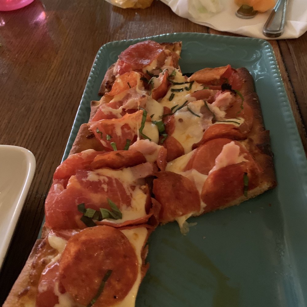 Twisted Grape Wine Bar & Cafe - This is the Margherita flatbread, and my fiancé added pepperoni and Ham. It was delicious! - Wine Bars Near Me - Shalimar, Florida Twisted Grape Wine Bar & Cafe - This is the Margherita flatbread, and my fiancé added pepperoni and Ham. It was delicious! - Wine Bars Near Me - Shalimar, Florida