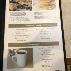 Bear's Den Restaurant - Breakfast menu