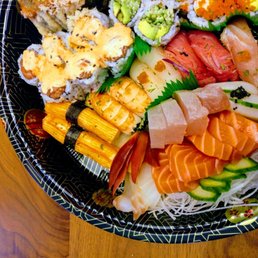 Takeout Mixed 60pc platter - really good portions, filling, loved the size of the sashimi and the scallop sashimi