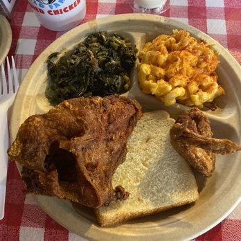 Gus's World Famous Fried Chicken - 2 piece white meat platter. Mac & Cheese with greens - Chicken Shop Near Me - Chamblee, Georgia Gus's World Famous Fried Chicken - 2 piece white meat platter. Mac & Cheese with greens - Chicken Shop Near Me - Chamblee, Georgia