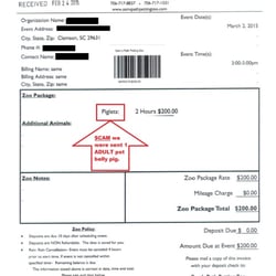Sam's Path Petting Zoo - SCAM- We were quoted PIGLETS for 2 hours and received ONE ADULT pot belly pig. MAKE SURE you get specifics from these rednecks!