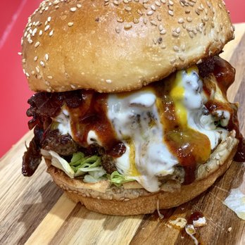 Burger Shack - Grilled black angus beef patty, topped with smoked beef brisket, American & Swiss cheese, lettuce,crispy onions, Mayo & Aljooms BBQ Sauce - Burgers Near Me - Dearborn Heights, Michigan Burger Shack - Grilled black angus beef patty, topped with smoked beef brisket, American & Swiss cheese, lettuce,crispy onions, Mayo & Aljooms BBQ Sauce - Burgers Near Me - Dearborn Heights, Michigan