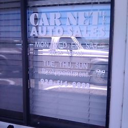 Car Net - Front door window of Car Net LLC Auto Sales