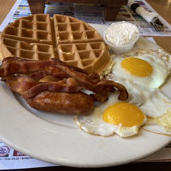Bridgewater Diner - Waffles, sausage, bacon, eggs and ham. It's was delicious - Diners Near Me - Bridgewater, New Jersey Bridgewater Diner - Waffles, sausage, bacon, eggs and ham. It's was delicious - Diners Near Me - Bridgewater, New Jersey