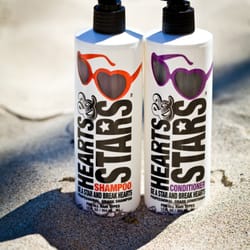 Big Island Grown - Hearts & Stars Professional Grade Shampoo and Conditioner, all sulfate and paraben free! Tested on rock stars not animals.