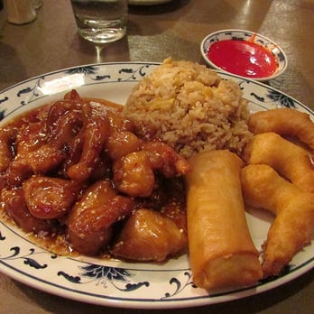Soho Asian Cuisine - Combination E: Spicy Sesame Chicken, Fried Rice, Fried Shrimp, Egg Roll - Asian Fusion Near Me - Butte, Montana Soho Asian Cuisine - Combination E: Spicy Sesame Chicken, Fried Rice, Fried Shrimp, Egg Roll - Asian Fusion Near Me - Butte, Montana