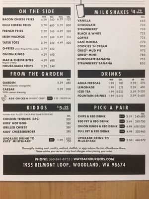 Menu photo 2 Wayback Burgers Woodland, WA
