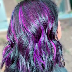 Gleaming Goddess Hair Lounge - Purple passion foilayage can be an everyday look, book on-line for a complimentary consultation today.
