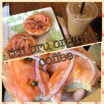 Tru Bru - Iced latte and lox bagel - Coffee & Tea Near Me - Orange, California Tru Bru - Iced latte and lox bagel - Coffee & Tea Near Me - Orange, California