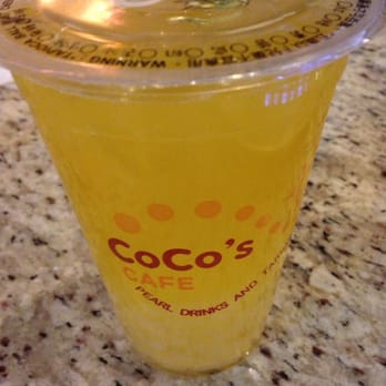 CoCo's Cafe - Regular size pineapple and passion fruit juice with lychee jelly - Taiwanese Near Me - Austin, Texas