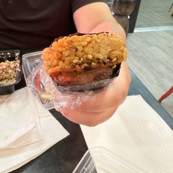 Red Rice - Spam musubi with red rice - Barbeque Near Me - Las Vegas, Nevada Red Rice - Spam musubi with red rice - Barbeque Near Me - Las Vegas, Nevada