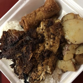 Bourbon Grill - Blackened fish combination meal with sautéed Cajun potatoes and egg roll - Cajun/Creole Near Me - Denver, Colorado Bourbon Grill - Blackened fish combination meal with sautéed Cajun potatoes and egg roll - Cajun/Creole Near Me - Denver, Colorado