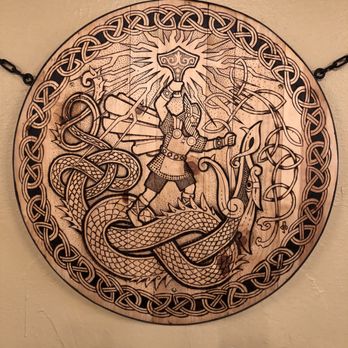 Drinking Horn Meadery - Cool shield with Thor wielding his hammer... - Meaderies Near Me - Flagstaff, Arizona Drinking Horn Meadery - Cool shield with Thor wielding his hammer... - Meaderies Near Me - Flagstaff, Arizona