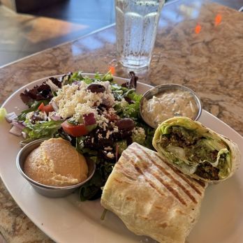 Panini Kabob Grill - Falafel Wrap - comes with side salad, hummus, and tzatziki - Middle Eastern Near Me - Los Angeles, California Panini Kabob Grill - Falafel Wrap - comes with side salad, hummus, and tzatziki - Middle Eastern Near Me - Los Angeles, California