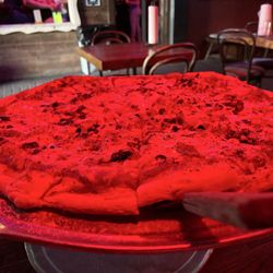 Mosey's - Meat lover's Pizza with the sausage swapped for mushrooms and we had extra cheese added