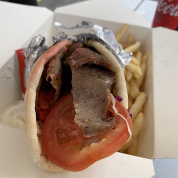 Adonis - Gyro trio- comes with this very filling gyro, fries and a drink - yummy - Mediterranean Near Me - Laguna Beach, California