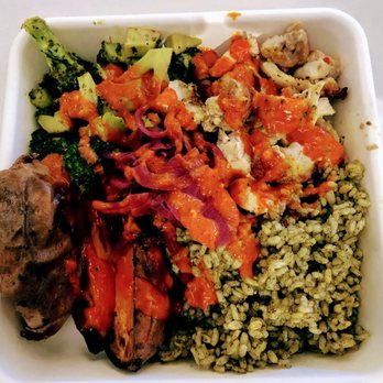Little Beet - custom bowl with brown rice, sweet potato, broccoli, lime chicken, pickled onion, and topped with a garlic chili sauce - Gluten-Free Near Me - White Plains, New York Little Beet - custom bowl with brown rice, sweet potato, broccoli, lime chicken, pickled onion, and topped with a garlic chili sauce - Gluten-Free Near Me - White Plains, New York