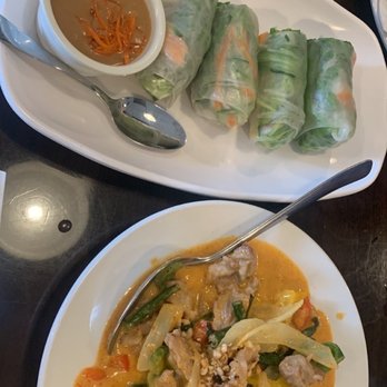 Ono Thai - Summer Rolls and Panang Curry with pork. - Thai Near Me - Ewa Beach, Hawaii Ono Thai - Summer Rolls and Panang Curry with pork. - Thai Near Me - Ewa Beach, Hawaii