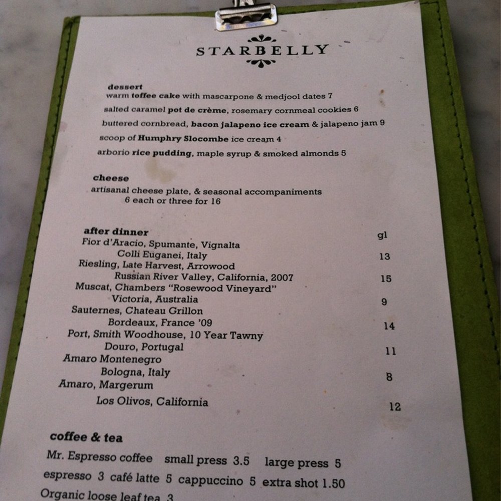 Starbelly - Dessert Menu (4.13.13) - New American Near Me - San Francisco, California Starbelly - Dessert Menu (4.13.13) - New American Near Me - San Francisco, California