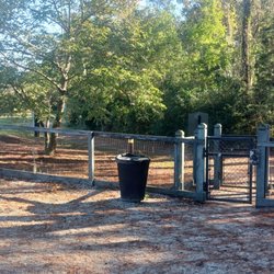 The rear gate to the dog park