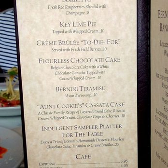 Bernini - Dessert Menu - Italian Near Me - Tampa, Florida Bernini - Dessert Menu - Italian Near Me - Tampa, Florida