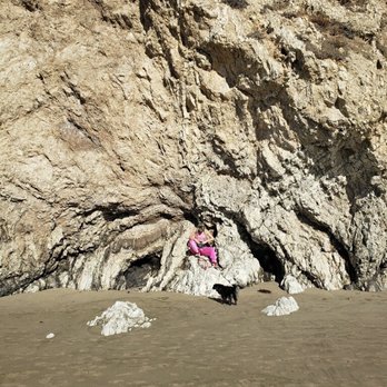 Arroyo Burro Beach - Rocks and my puppy - Beaches Near Me - Santa Barbara, California