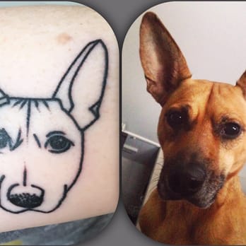 Insight Studios - The photo I gave artist Johnny on right and asked for minimalist. It's a perfect cartoon of my dog! - Tattoo Near Me - Chicago, Illinois Insight Studios - The photo I gave artist Johnny on right and asked for minimalist. It's a perfect cartoon of my dog! - Tattoo Near Me - Chicago, Illinois