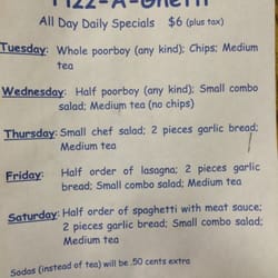 Pizz-A-Ghetti - Menu - specials