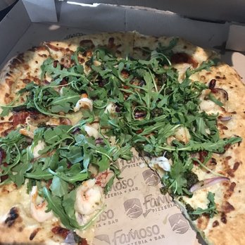 Famoso Neapolitan Pizza - Shrimp and arugula pizza - Pizza Near Me - Jasper, Alberta Famoso Neapolitan Pizza - Shrimp and arugula pizza - Pizza Near Me - Jasper, Alberta