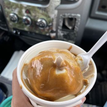 Mono Cone - Swirl ice cream cup with peanut butter sauce - Ice Cream & Frozen Yogurt Near Me - Lee Vining, California