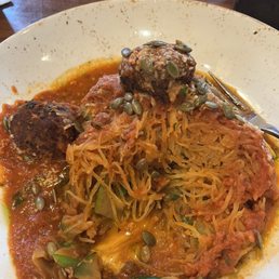Spaghetti Squash Beetballs AMAZING!!! I strongly suggest you try this dish it's absolutely delicious!! Spaghetti Squash Beetballs AMAZING!!! I strongly suggest you try this dish it's absolutely delicious!!