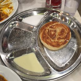 Roti bom with sugar and condensed milk Roti bom with sugar and condensed milk