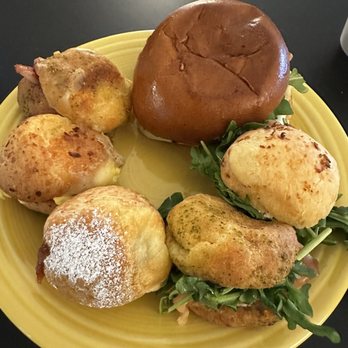 Bōm Dough - crack chicken, guava po de queijo, (2) bacon, egg & cheese po de queijo (cheese bread), (2) smoked salmon, cream cheese, & arugula - Breakfast & Brunch Near Me - Cambridge, Massachusetts Bōm Dough - crack chicken, guava po de queijo, (2) bacon, egg & cheese po de queijo (cheese bread), (2) smoked salmon, cream cheese, & arugula - Breakfast & Brunch Near Me - Cambridge, Massachusetts