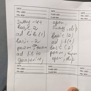 Fred Astaire Dance Studios - Dance notes that our instructor, Yuliya, wrote down for my mom to remember her steps for our upcoming mother-son dance at my wedding. - Dance Studios Near Me - Durham, North Carolina