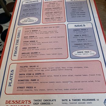 Rina - Menu food side - Middle Eastern Near Me - Atlanta, Georgia