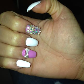 Ashby Nails - Nails my own Rhine stones and bow - Nail Salons Near Me - Berkeley, California Ashby Nails - Nails my own Rhine stones and bow - Nail Salons Near Me - Berkeley, California
